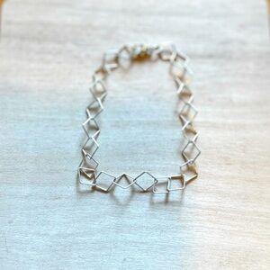 Sterling Silver Geometric Square Chain Bracelet